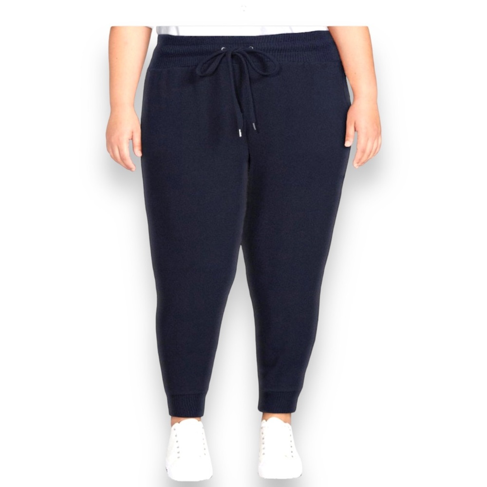 Time and Tru Women’s Plus Drawstring Elastic Cozy Jogger Casual Dark Navy XXL